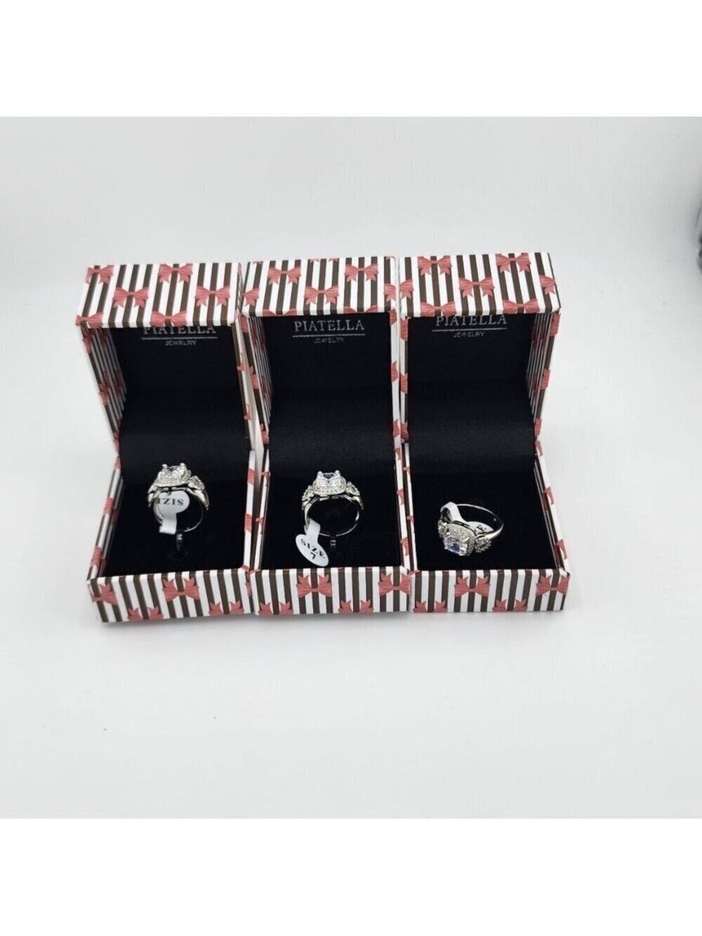 Brand New Square Gemstone Double Heart design Ring - Picture 3 of 5